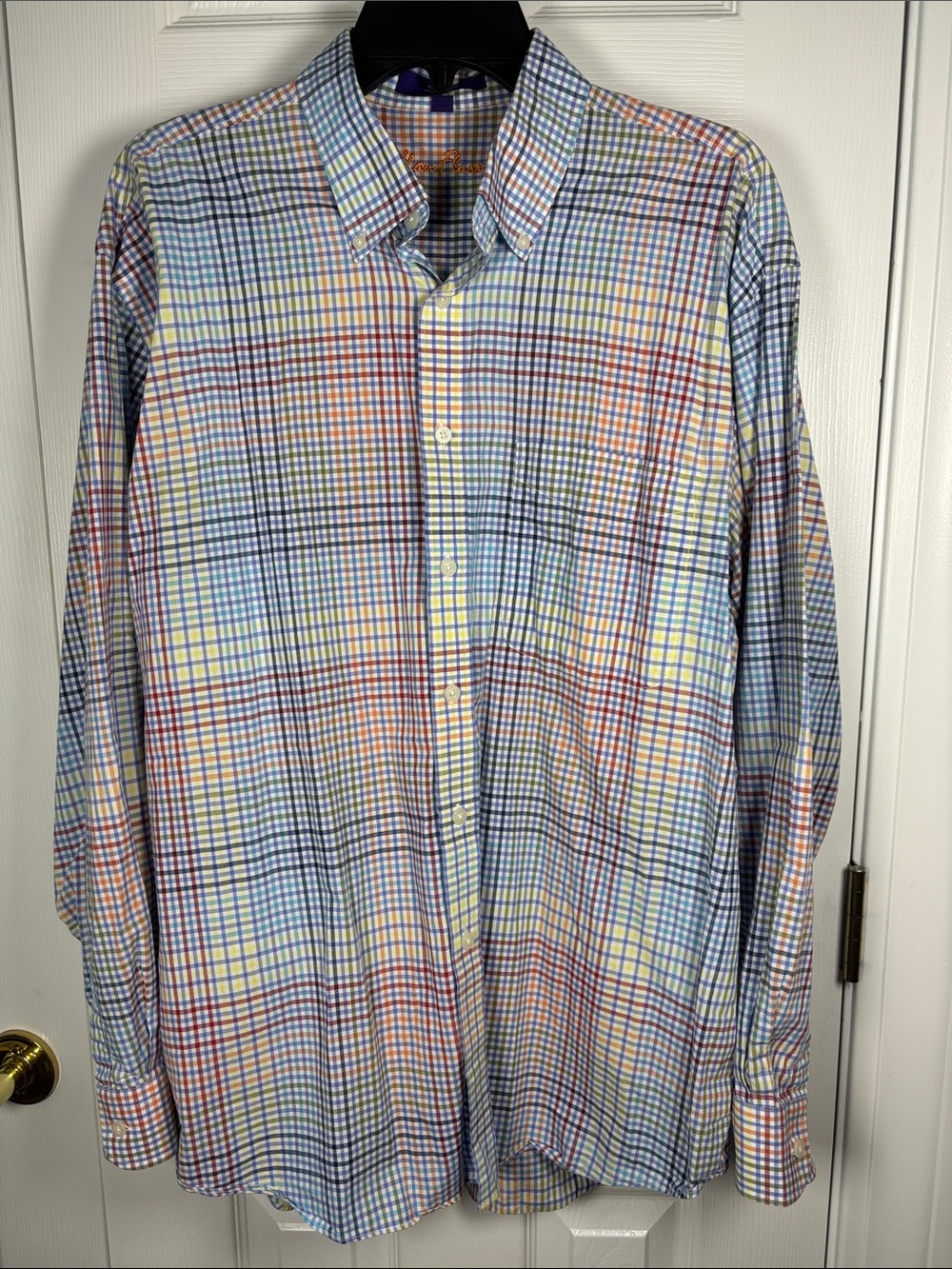 ALAN FLUSSER Men’s Long Sleeve Button Down Shirt Multicolor Plaid Size Large